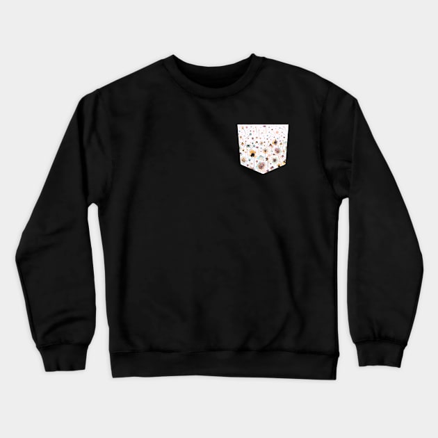 Pocket - INK SOFT FLOWERS SUNSHINE DEGRADE Crewneck Sweatshirt by ninoladesign